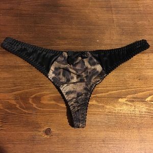 Agent Provocateur leopard taffeta thong Small